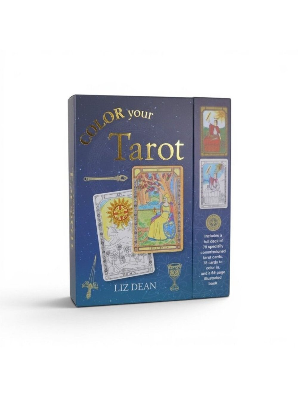 Color Your Tarot Deck & Guide Book Set By Liz Dean - 78 Cards To Color & Guide